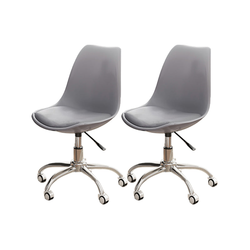 Modern White Nylon Desk Chair with Low Back Home Office Chair Grey Set of 2 Steel Clearhalo 'Furniture' 'furniture_office_chair' 'Office Chairs' 'Office Furniture' 'office_chair' 5010690