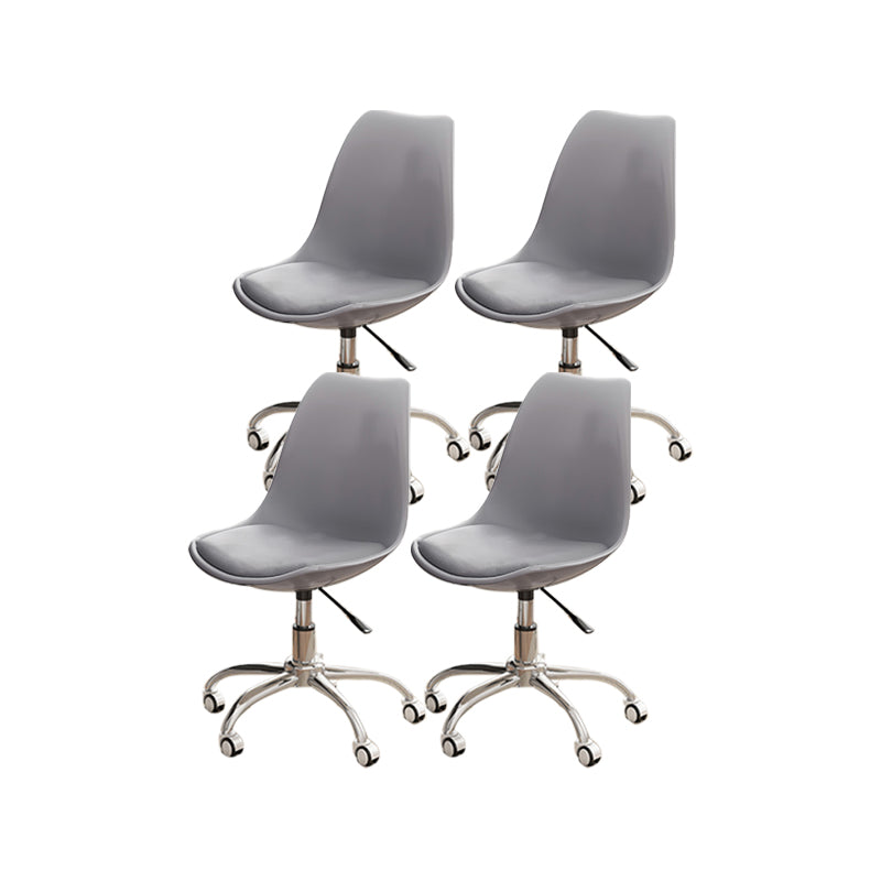 Modern White Nylon Desk Chair with Low Back Home Office Chair Grey Set of 4 Steel Clearhalo 'Furniture' 'furniture_office_chair' 'Office Chairs' 'Office Furniture' 'office_chair' 5010691