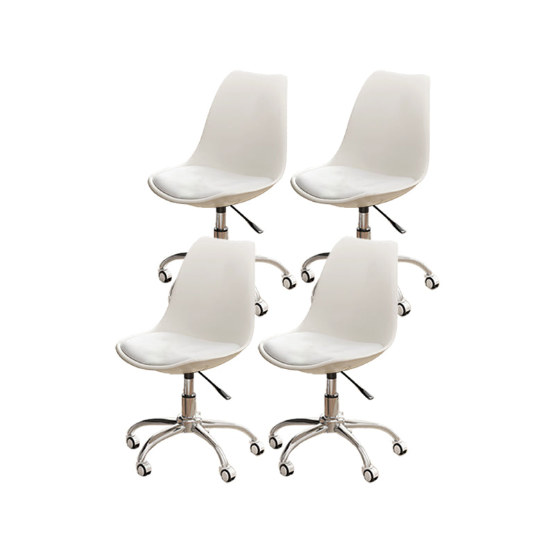 Modern White Nylon Desk Chair with Low Back Home Office Chair White Set of 4 Steel Clearhalo 'Furniture' 'furniture_office_chair' 'Office Chairs' 'Office Furniture' 'office_chair' 5010693