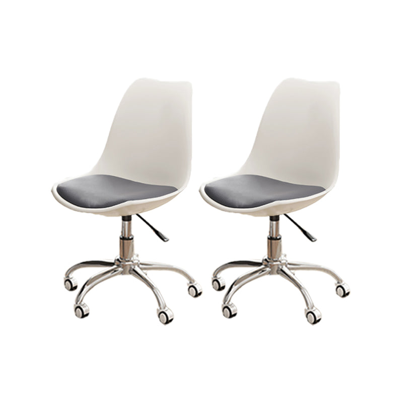 Modern White Nylon Desk Chair with Low Back Home Office Chair White-Gray Set of 2 Steel Clearhalo 'Furniture' 'furniture_office_chair' 'Office Chairs' 'Office Furniture' 'office_chair' 5010696