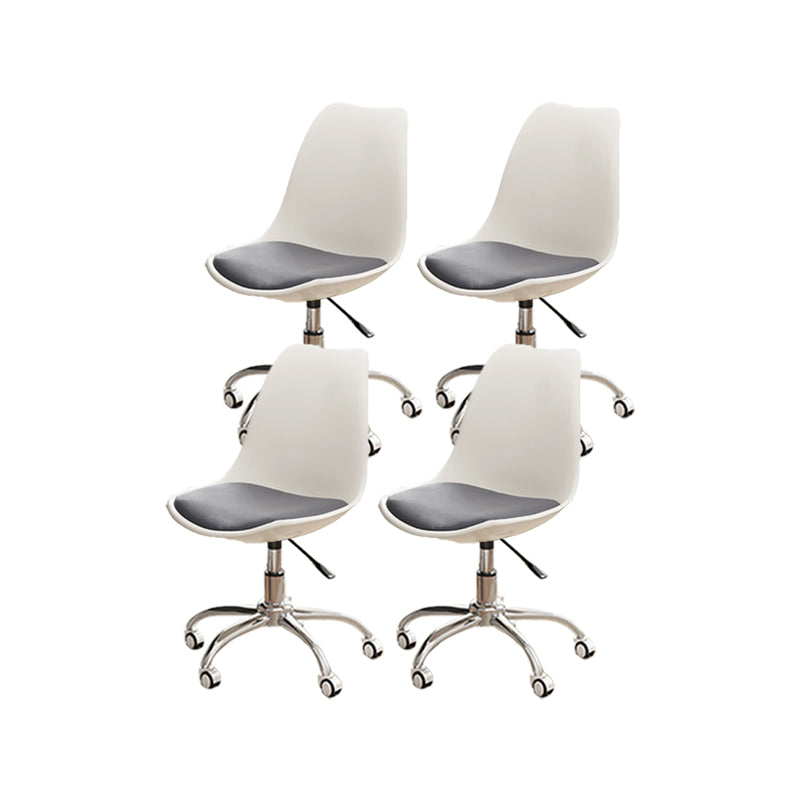 Modern White Nylon Desk Chair with Low Back Home Office Chair White-Gray Set of 4 Steel Clearhalo 'Furniture' 'furniture_office_chair' 'Office Chairs' 'Office Furniture' 'office_chair' 5010697