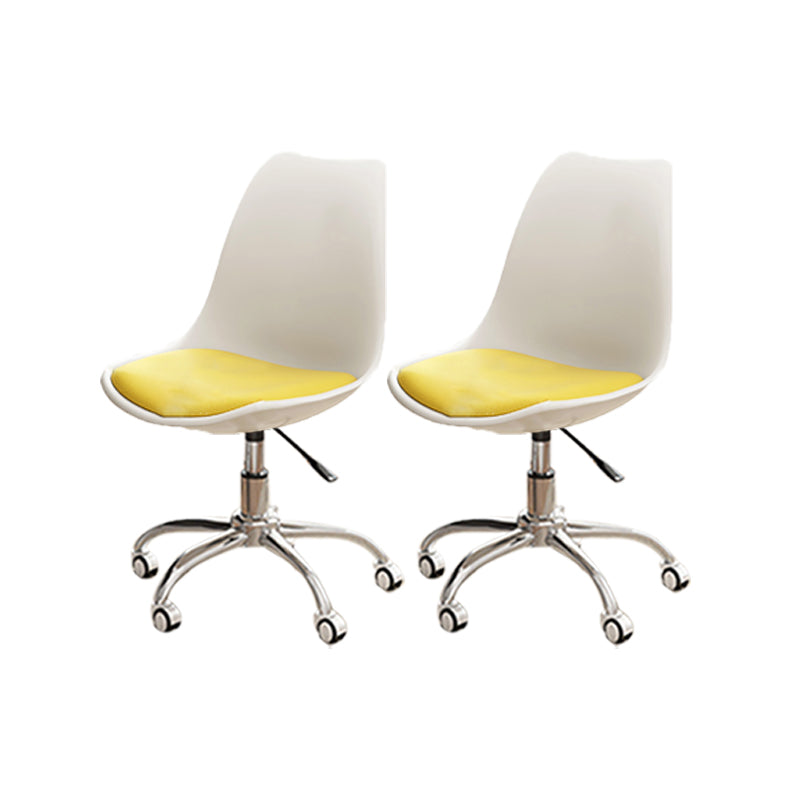 Modern White Nylon Desk Chair with Low Back Home Office Chair White-Yellow Set of 2 Steel Clearhalo 'Furniture' 'furniture_office_chair' 'Office Chairs' 'Office Furniture' 'office_chair' 5010700