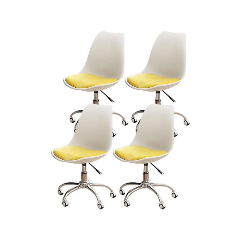 Modern White Nylon Desk Chair with Low Back Home Office Chair White-Yellow Set of 4 Steel Clearhalo 'Furniture' 'furniture_office_chair' 'Office Chairs' 'Office Furniture' 'office_chair' 5010701