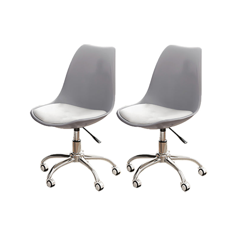 Modern White Nylon Desk Chair with Low Back Home Office Chair Gray-White Set of 2 Steel Clearhalo 'Furniture' 'furniture_office_chair' 'Office Chairs' 'Office Furniture' 'office_chair' 5010702