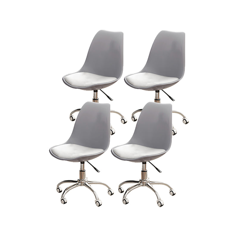 Modern White Nylon Desk Chair with Low Back Home Office Chair Gray-White Set of 4 Steel Clearhalo 'Furniture' 'furniture_office_chair' 'Office Chairs' 'Office Furniture' 'office_chair' 5010703