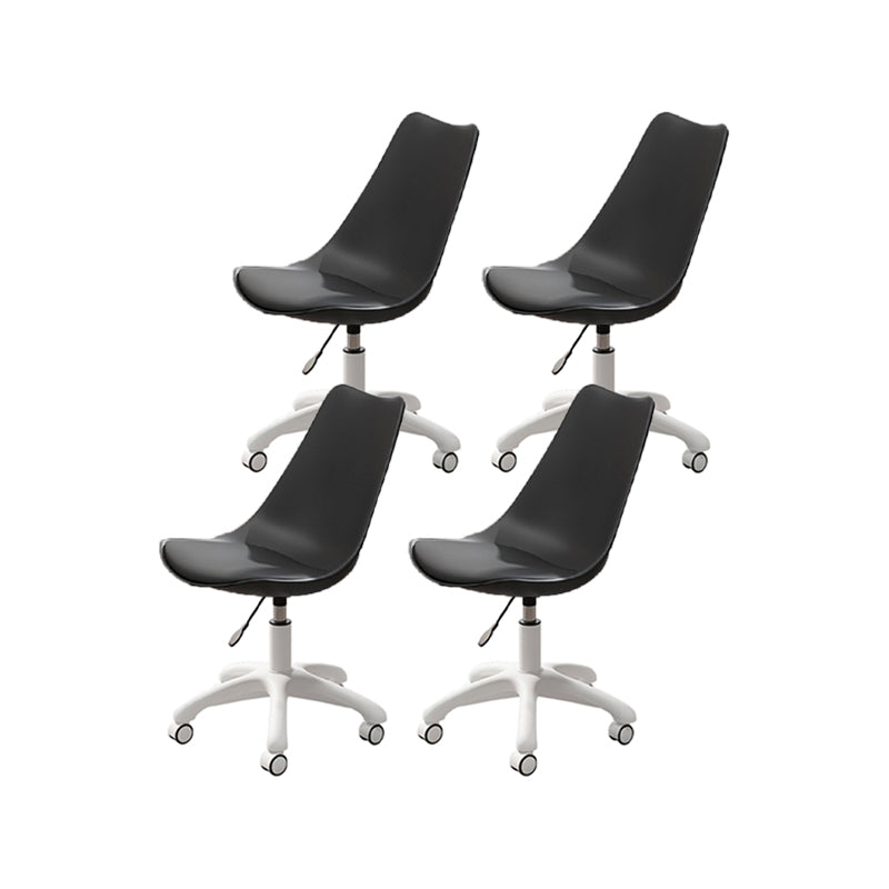Modern White Nylon Desk Chair with Low Back Home Office Chair Black Set of 4 Nylon Clearhalo 'Furniture' 'furniture_office_chair' 'Office Chairs' 'Office Furniture' 'office_chair' 5010705