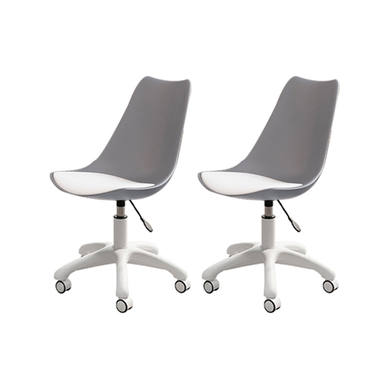 Modern White Nylon Desk Chair with Low Back Home Office Chair Grey Set of 2 Nylon Clearhalo 'Furniture' 'furniture_office_chair' 'Office Chairs' 'Office Furniture' 'office_chair' 5010706