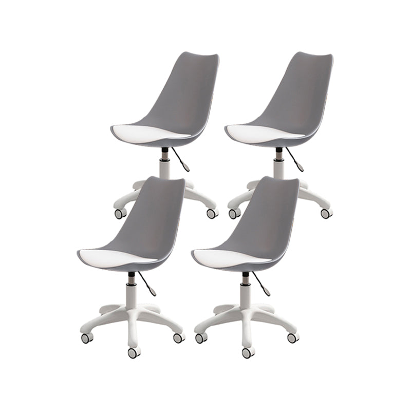 Modern White Nylon Desk Chair with Low Back Home Office Chair Grey Set of 4 Nylon Clearhalo 'Furniture' 'furniture_office_chair' 'Office Chairs' 'Office Furniture' 'office_chair' 5010707