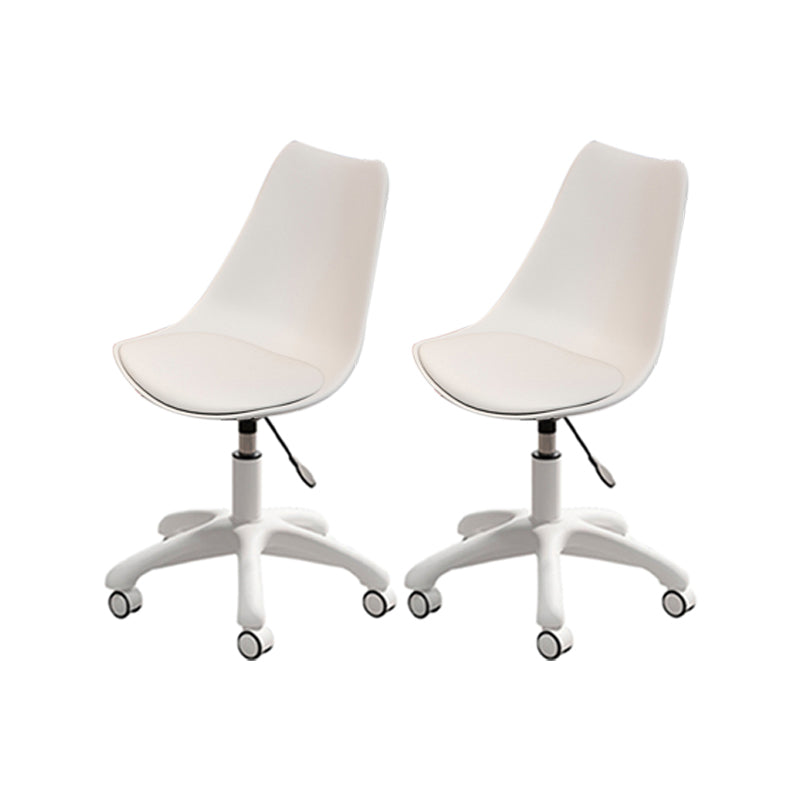 Modern White Nylon Desk Chair with Low Back Home Office Chair White Set of 2 Nylon Clearhalo 'Furniture' 'furniture_office_chair' 'Office Chairs' 'Office Furniture' 'office_chair' 5010708