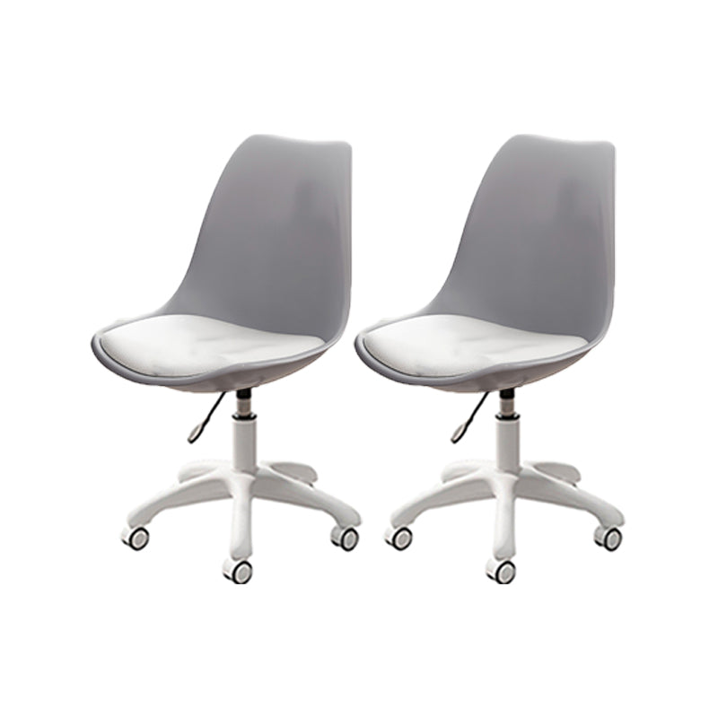 Modern White Nylon Desk Chair with Low Back Home Office Chair Gray-White Set of 2 Nylon Clearhalo 'Furniture' 'furniture_office_chair' 'Office Chairs' 'Office Furniture' 'office_chair' 5010710