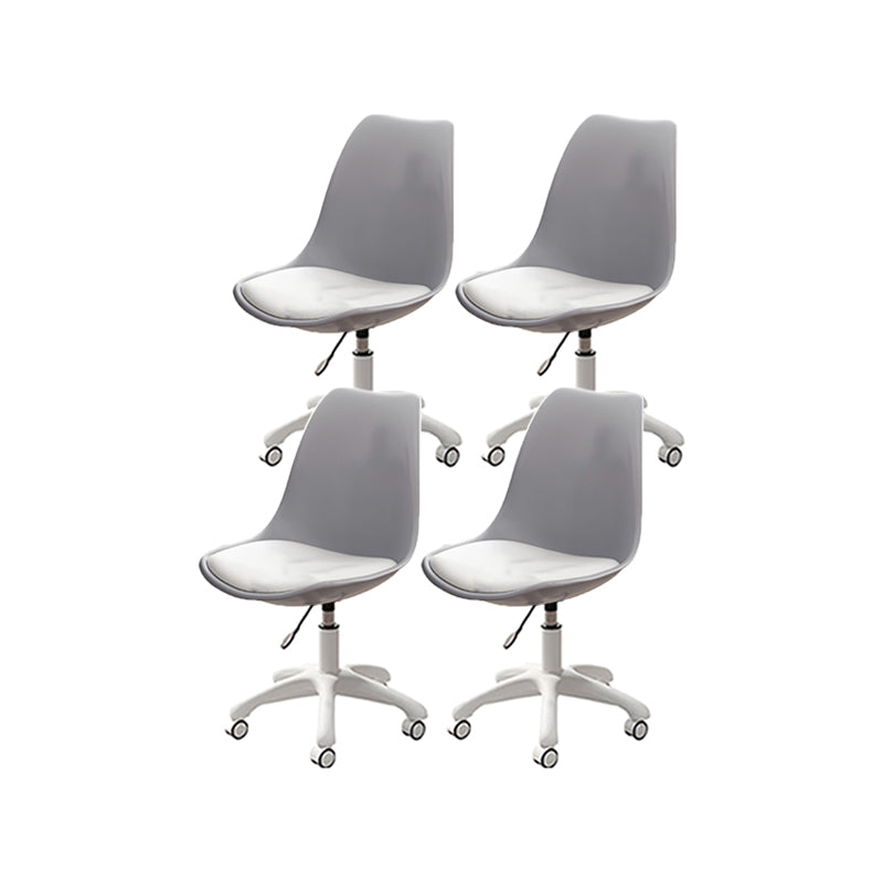 Modern White Nylon Desk Chair with Low Back Home Office Chair Gray-White Set of 4 Nylon Clearhalo 'Furniture' 'furniture_office_chair' 'Office Chairs' 'Office Furniture' 'office_chair' 5010711