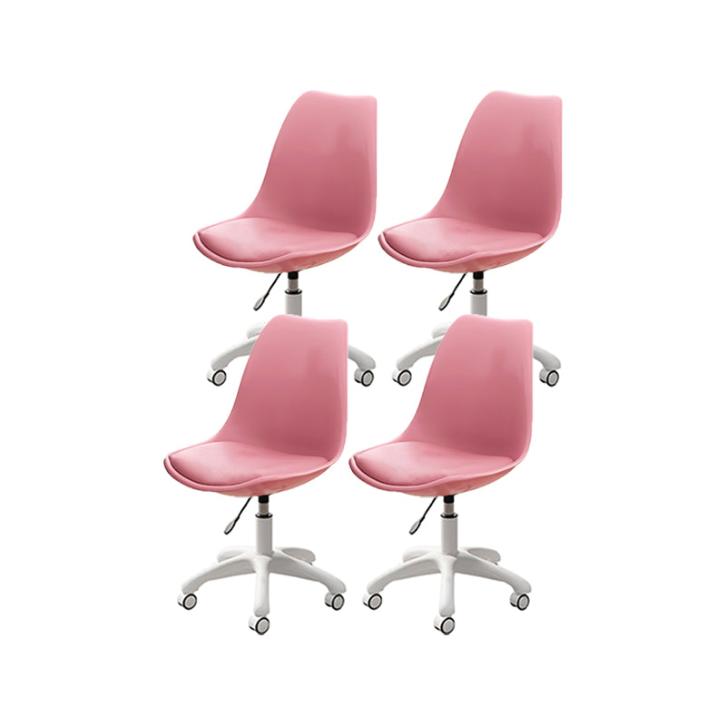 Modern White Nylon Desk Chair with Low Back Home Office Chair Pink Set of 4 Nylon Clearhalo 'Furniture' 'furniture_office_chair' 'Office Chairs' 'Office Furniture' 'office_chair' 5010713