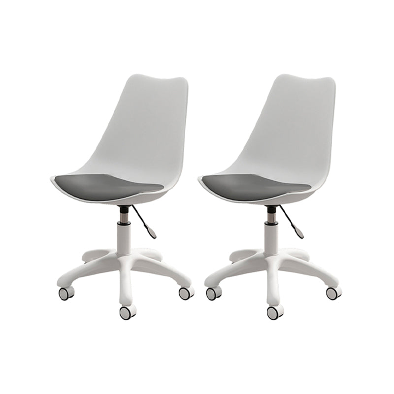 Modern White Nylon Desk Chair with Low Back Home Office Chair White-Gray Set of 2 Nylon Clearhalo 'Furniture' 'furniture_office_chair' 'Office Chairs' 'Office Furniture' 'office_chair' 5010714