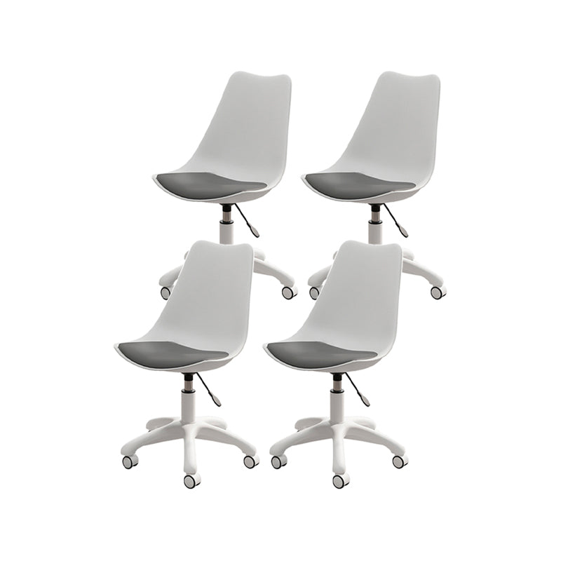 Modern White Nylon Desk Chair with Low Back Home Office Chair White-Gray Set of 4 Nylon Clearhalo 'Furniture' 'furniture_office_chair' 'Office Chairs' 'Office Furniture' 'office_chair' 5010715