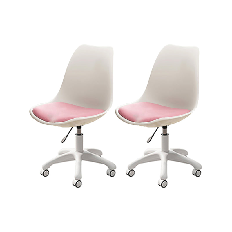 Modern White Nylon Desk Chair with Low Back Home Office Chair White-Pink Set of 2 Nylon Clearhalo 'Furniture' 'furniture_office_chair' 'Office Chairs' 'Office Furniture' 'office_chair' 5010716
