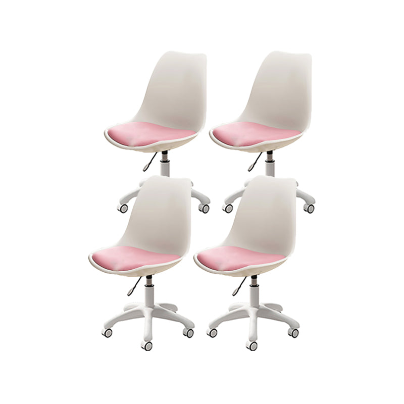 Modern White Nylon Desk Chair with Low Back Home Office Chair White-Pink Set of 4 Nylon Clearhalo 'Furniture' 'furniture_office_chair' 'Office Chairs' 'Office Furniture' 'office_chair' 5010717