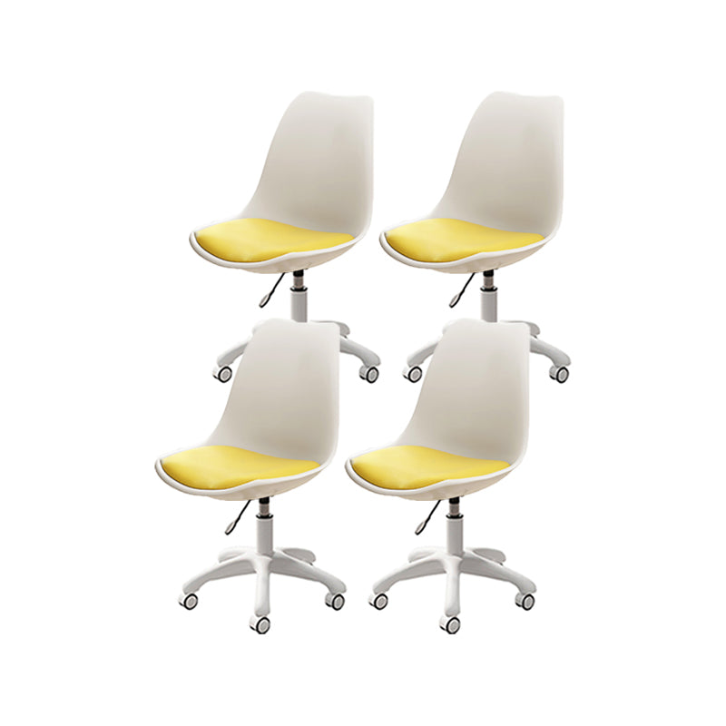 Modern White Nylon Desk Chair with Low Back Home Office Chair White-Yellow Set of 4 Nylon Clearhalo 'Furniture' 'furniture_office_chair' 'Office Chairs' 'Office Furniture' 'office_chair' 5010719