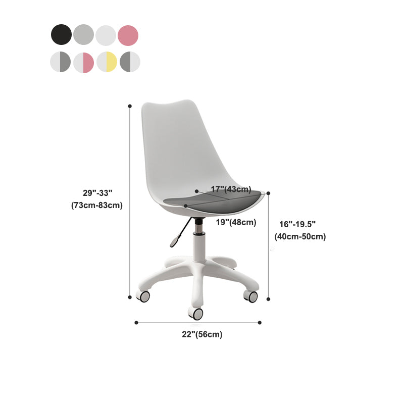 Modern White Nylon Desk Chair with Low Back Home Office Chair Clearhalo 'Furniture' 'furniture_office_chair' 'Office Chairs' 'Office Furniture' 'office_chair' 5010720