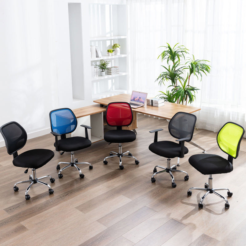 Silver Metal Modern Conference Chair in Mid-Back Mesh Conference Chair Clearhalo 'Furniture' 'furniture_office_chair' 'Office Chairs' 'Office Furniture' 'office_chair' 5010738