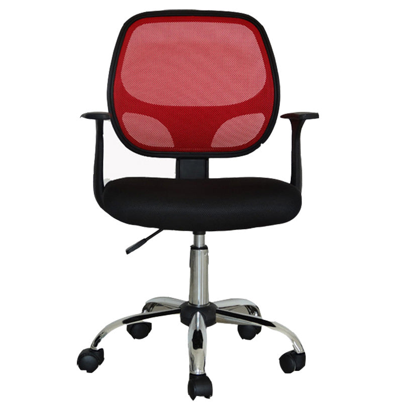Silver Metal Modern Conference Chair in Mid-Back Mesh Conference Chair Red With Arms Clearhalo 'Furniture' 'furniture_office_chair' 'Office Chairs' 'Office Furniture' 'office_chair' 5010739