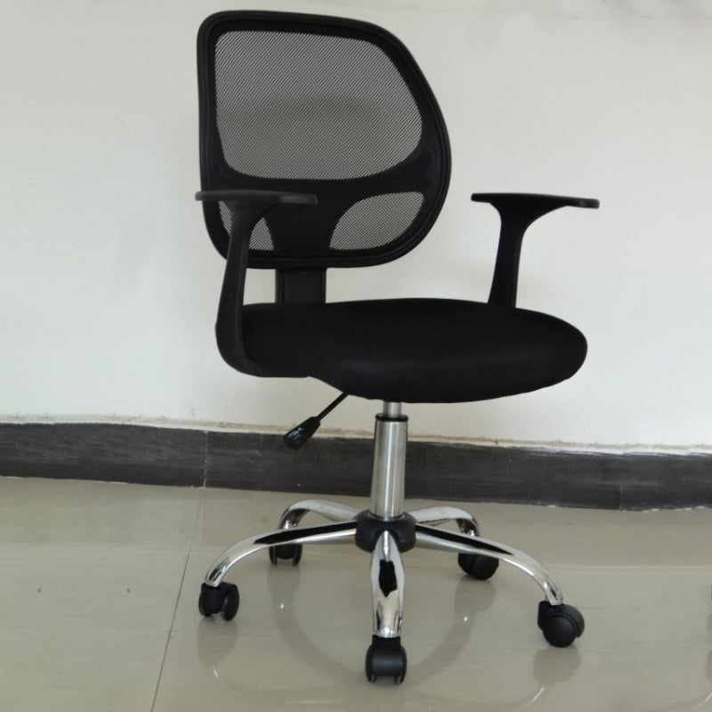 Silver Metal Modern Conference Chair in Mid-Back Mesh Conference Chair Black With Arms Clearhalo 'Furniture' 'furniture_office_chair' 'Office Chairs' 'Office Furniture' 'office_chair' 5010746