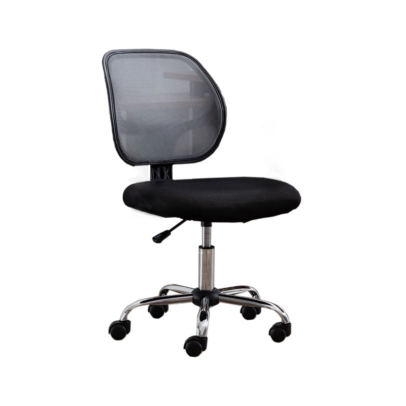 Silver Metal Modern Conference Chair in Mid-Back Mesh Conference Chair Grey Armless Clearhalo 'Furniture' 'furniture_office_chair' 'Office Chairs' 'Office Furniture' 'office_chair' 5010756