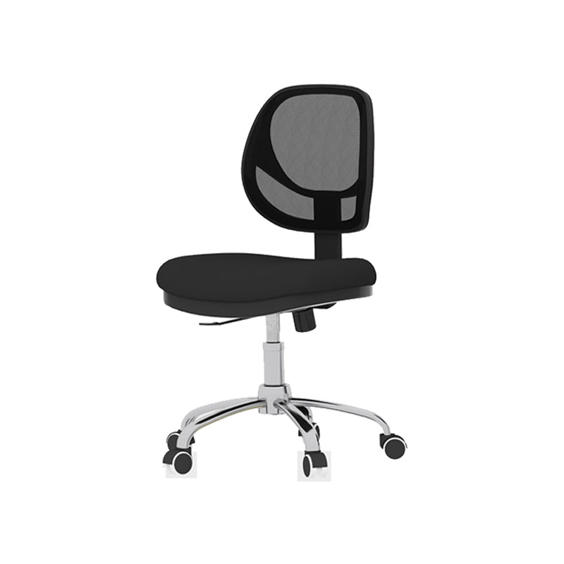 Silver Metal and Black Nylon Modern Conference Chair Mid-Back Conference Chair Black Steel Clearhalo 'Furniture' 'furniture_office_chair' 'Office Chairs' 'Office Furniture' 'office_chair' 5010797