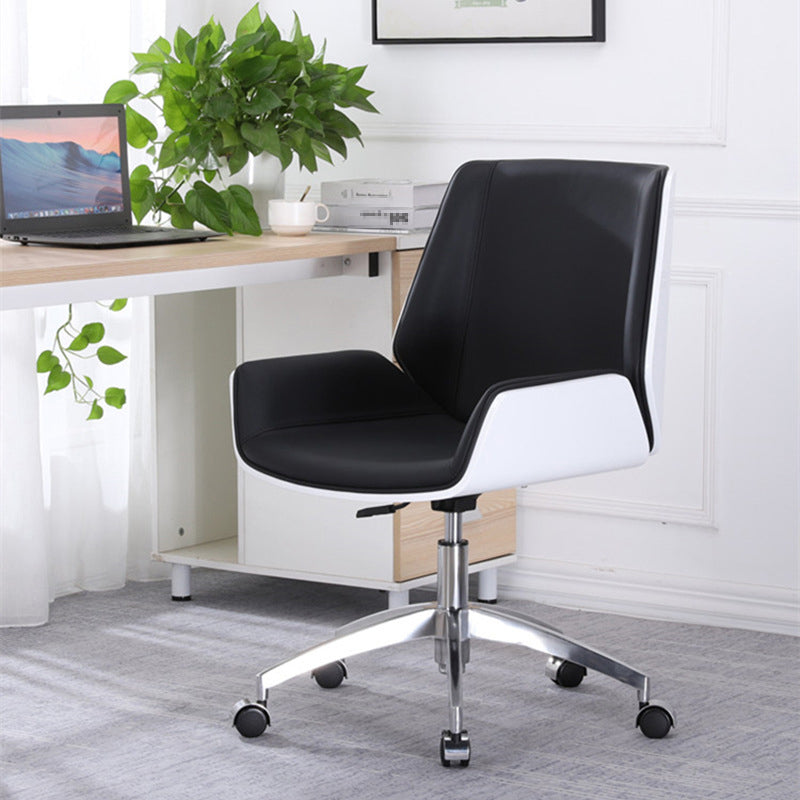 Silver Metal Modern Conference Chair Mid-Back and Leather Conference Chair Clearhalo 'furn' 'furn_office_chair' 'Furniture' 'furniture_office_chair' 'Office Chairs' 'Office Furniture' 'office_chair' 5010805