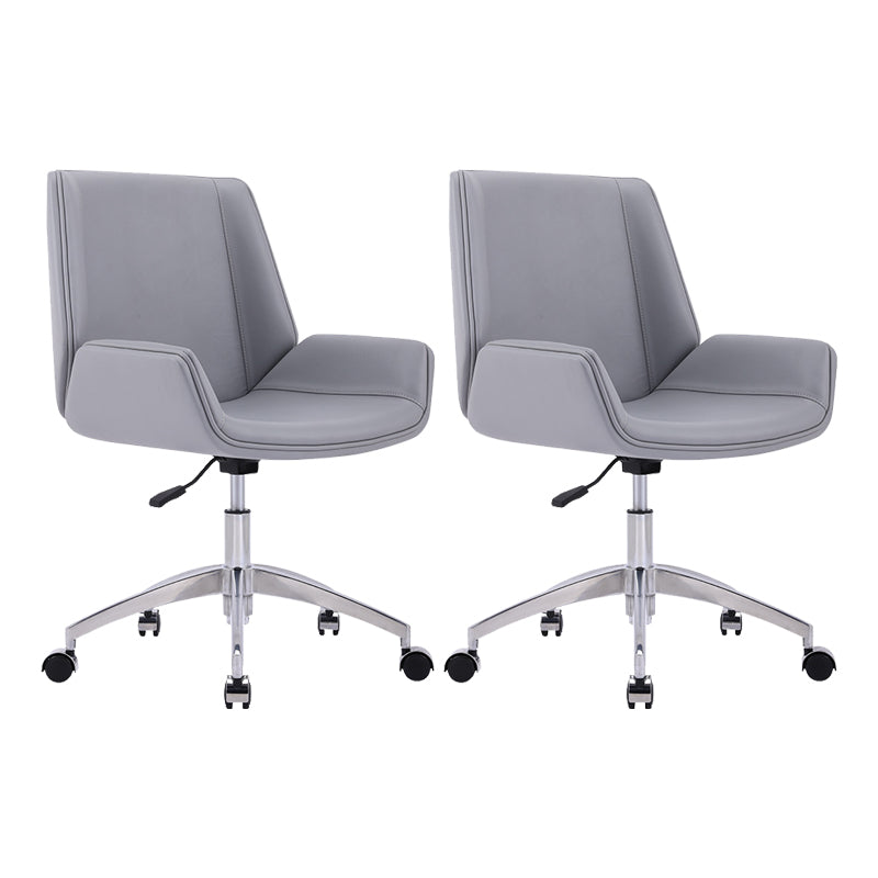Silver Metal Modern Conference Chair Mid-Back and Leather Conference Chair Grey 2 Piece Set Clearhalo 'furn' 'furn_office_chair' 'Furniture' 'furniture_office_chair' 'Office Chairs' 'Office Furniture' 'office_chair' 5010807
