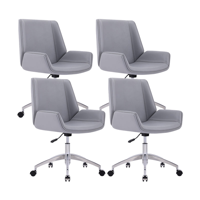 Silver Metal Modern Conference Chair Mid-Back and Leather Conference Chair Grey 4 Piece Set Clearhalo 'furn' 'furn_office_chair' 'Furniture' 'furniture_office_chair' 'Office Chairs' 'Office Furniture' 'office_chair' 5010809