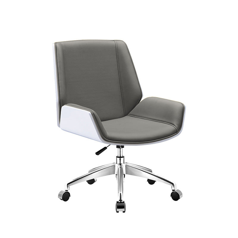Silver Metal Modern Conference Chair Mid-Back and Leather Conference Chair White-Gray 1 Piece Clearhalo 'furn' 'furn_office_chair' 'Furniture' 'furniture_office_chair' 'Office Chairs' 'Office Furniture' 'office_chair' 5010811