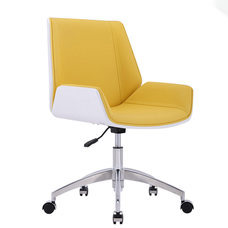 Silver Metal Modern Conference Chair Mid-Back and Leather Conference Chair Clearhalo 'furn' 'furn_office_chair' 'Furniture' 'furniture_office_chair' 'Office Chairs' 'Office Furniture' 'office_chair' 5010813