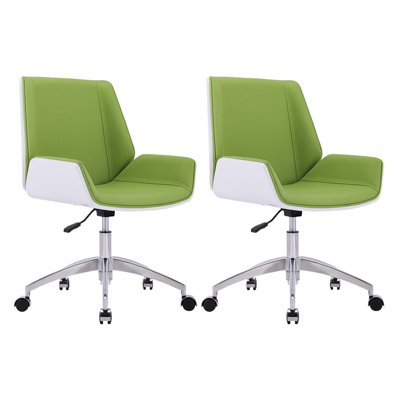 Silver Metal Modern Conference Chair Mid-Back and Leather Conference Chair White-Green 2 Piece Set Clearhalo 'furn' 'furn_office_chair' 'Furniture' 'furniture_office_chair' 'Office Chairs' 'Office Furniture' 'office_chair' 5010820