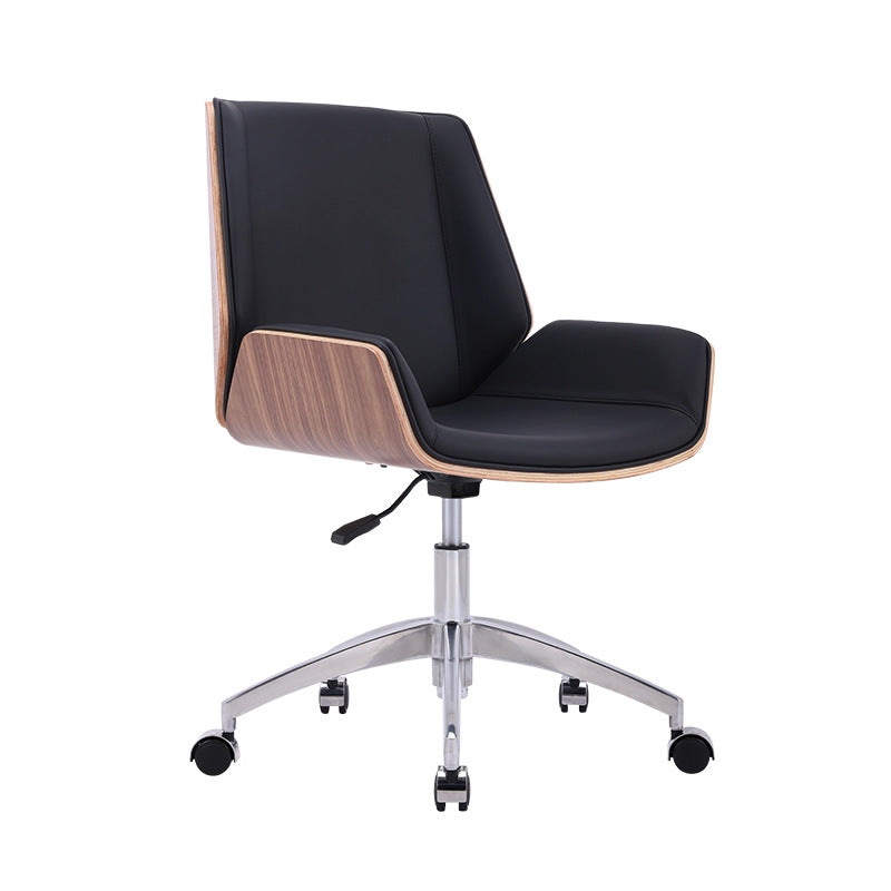Silver Metal Modern Conference Chair Mid-Back and Leather Conference Chair Black-Brown 1 Piece Clearhalo 'furn' 'furn_office_chair' 'Furniture' 'furniture_office_chair' 'Office Chairs' 'Office Furniture' 'office_chair' 5010824