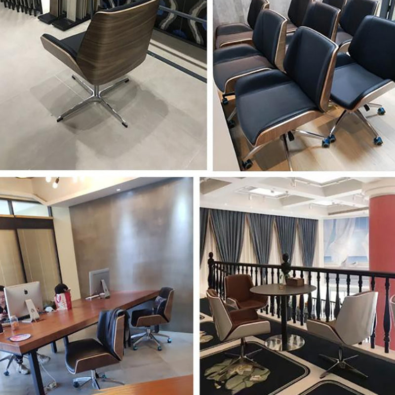 Silver Metal Modern Conference Chair Mid-Back and Leather Conference Chair Clearhalo 'furn' 'furn_office_chair' 'Furniture' 'furniture_office_chair' 'Office Chairs' 'Office Furniture' 'office_chair' 5010825