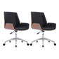 Silver Metal Modern Conference Chair Mid-Back and Leather Conference Chair Black-Brown 2 Piece Set Clearhalo 'furn' 'furn_office_chair' 'Furniture' 'furniture_office_chair' 'Office Chairs' 'Office Furniture' 'office_chair' 5010826