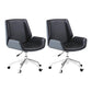 Silver Metal Modern Conference Chair Mid-Back and Leather Conference Chair Black-Dark Gray 2 Piece Set Clearhalo 'furn' 'furn_office_chair' 'Furniture' 'furniture_office_chair' 'Office Chairs' 'Office Furniture' 'office_chair' 5010829