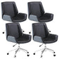 Silver Metal Modern Conference Chair Mid-Back and Leather Conference Chair Black-Dark Gray 4 Piece Set Clearhalo 'furn' 'furn_office_chair' 'Furniture' 'furniture_office_chair' 'Office Chairs' 'Office Furniture' 'office_chair' 5010830
