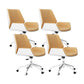 Silver Metal Modern Conference Chair Mid-Back and Leather Conference Chair White-Apricot 4 Piece Set Clearhalo 'furn' 'furn_office_chair' 'Furniture' 'furniture_office_chair' 'Office Chairs' 'Office Furniture' 'office_chair' 5010833