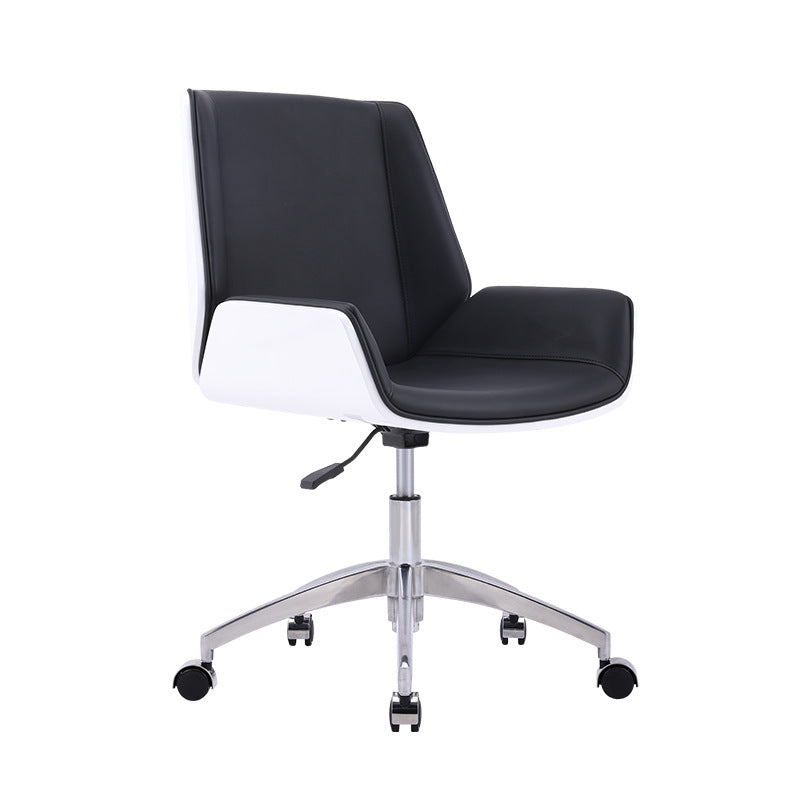 Silver Metal Modern Conference Chair Mid-Back and Leather Conference Chair White-Black 1 Piece Clearhalo 'furn' 'furn_office_chair' 'Furniture' 'furniture_office_chair' 'Office Chairs' 'Office Furniture' 'office_chair' 5010840