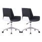Silver Metal Modern Conference Chair Mid-Back and Leather Conference Chair White-Black 2 Piece Set Clearhalo 'furn' 'furn_office_chair' 'Furniture' 'furniture_office_chair' 'Office Chairs' 'Office Furniture' 'office_chair' 5010841