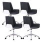 Silver Metal Modern Conference Chair Mid-Back and Leather Conference Chair White-Black 4 Piece Set Clearhalo 'furn' 'furn_office_chair' 'Furniture' 'furniture_office_chair' 'Office Chairs' 'Office Furniture' 'office_chair' 5010842