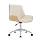 Silver Metal Modern Conference Chair Mid-Back and Leather Conference Chair White-Saffron 1 Piece Clearhalo 'furn' 'furn_office_chair' 'Furniture' 'furniture_office_chair' 'Office Chairs' 'Office Furniture' 'office_chair' 5010843