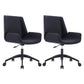 Silver Metal Modern Conference Chair Mid-Back and Leather Conference Chair Black 2 Piece Set Clearhalo 'furn' 'furn_office_chair' 'Furniture' 'furniture_office_chair' 'Office Chairs' 'Office Furniture' 'office_chair' 5010850