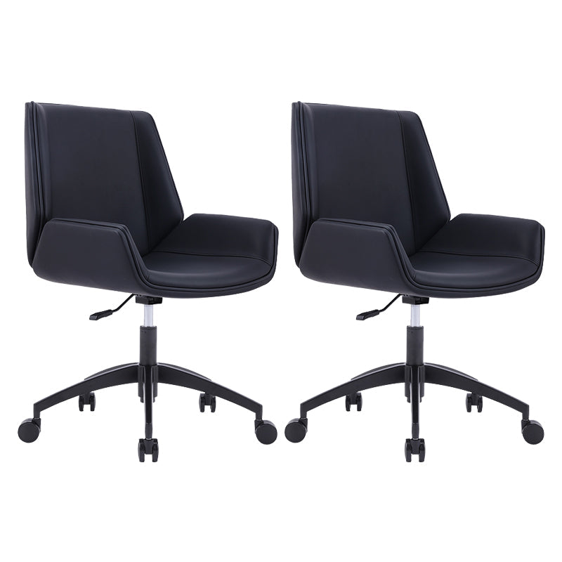 Silver Metal Modern Conference Chair Mid-Back and Leather Conference Chair Black 2 Piece Set Clearhalo 'furn' 'furn_office_chair' 'Furniture' 'furniture_office_chair' 'Office Chairs' 'Office Furniture' 'office_chair' 5010850
