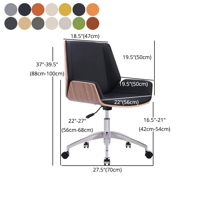 Silver Metal Modern Conference Chair Mid-Back and Leather Conference Chair Clearhalo 'furn' 'furn_office_chair' 'Furniture' 'furniture_office_chair' 'Office Chairs' 'Office Furniture' 'office_chair' 5010852