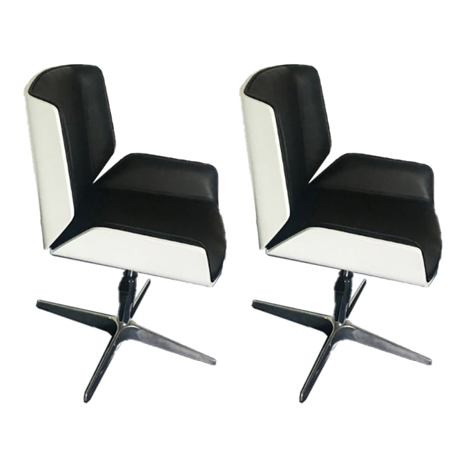 Mid Back Computer Desk Chair with Padded Arms Contemporary Office Chair with Metal Frame Black White 2 Piece Set Clearhalo 'furn' 'furn_office_chair' 'Furniture' 'furniture_office_chair' 'Office Chairs' 'Office Furniture' 'office_chair' 5010855