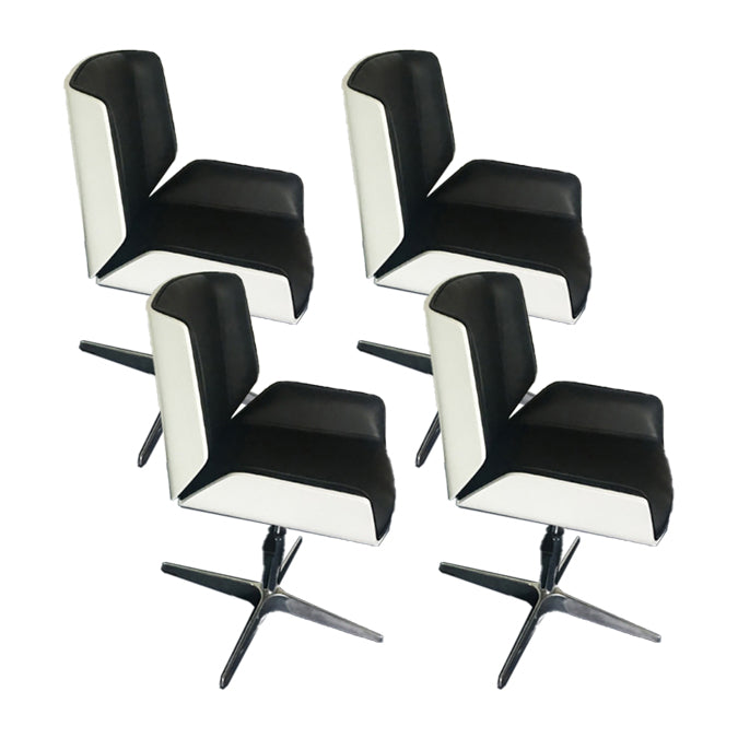 Mid Back Computer Desk Chair with Padded Arms Contemporary Office Chair with Metal Frame Black White 4 Piece Set Clearhalo 'furn' 'furn_office_chair' 'Furniture' 'furniture_office_chair' 'Office Chairs' 'Office Furniture' 'office_chair' 5010858