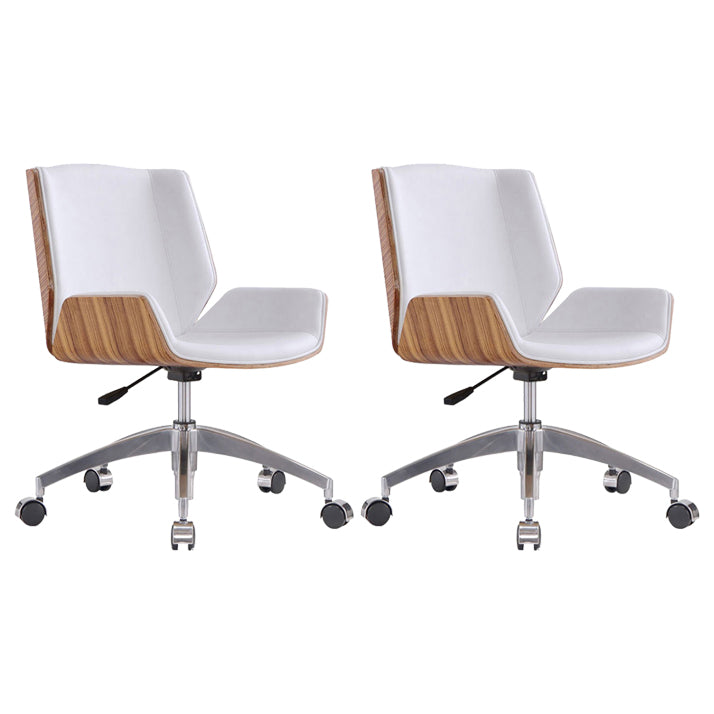 Mid Back Computer Desk Chair with Padded Arms Contemporary Office Chair with Metal Frame White 2 Piece Set Clearhalo 'furn' 'furn_office_chair' 'Furniture' 'furniture_office_chair' 'Office Chairs' 'Office Furniture' 'office_chair' 5010862