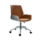Mid Back Computer Desk Chair with Padded Arms Contemporary Office Chair with Metal Frame Orange Faux Leather 1 Piece Clearhalo 'furn' 'furn_office_chair' 'Furniture' 'furniture_office_chair' 'Office Chairs' 'Office Furniture' 'office_chair' 5010866